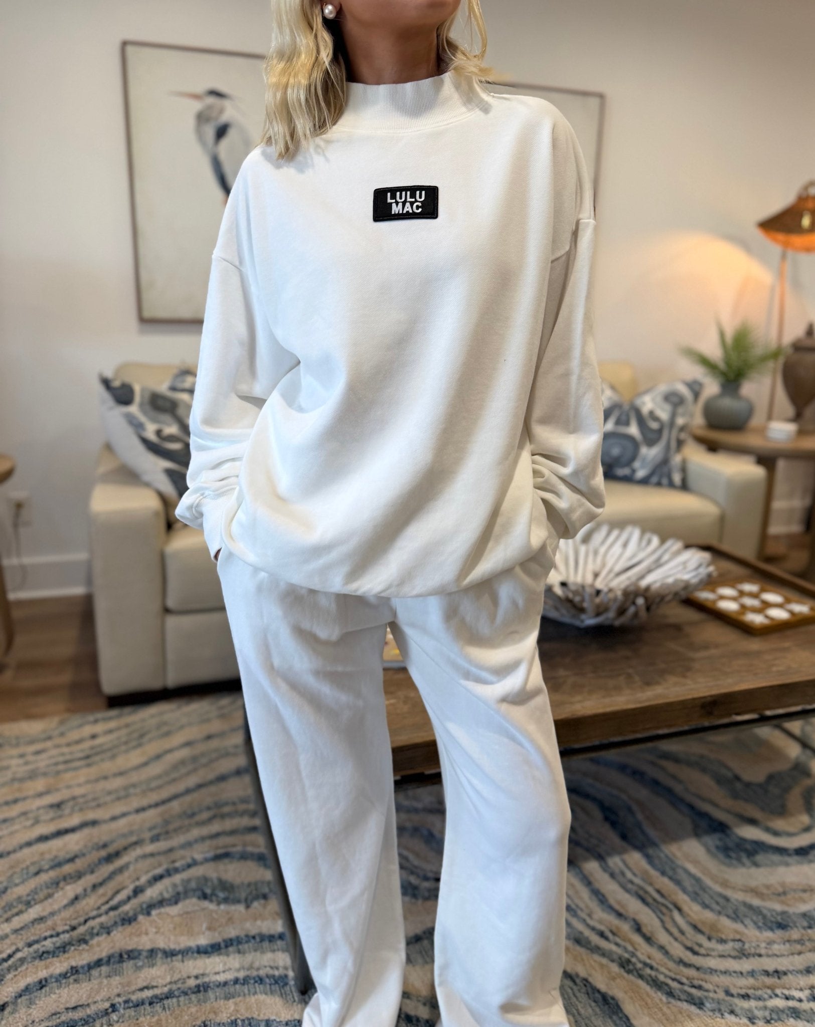 White Lulu Mac Mock Neck Sweatshirt - Liv & Mama’s