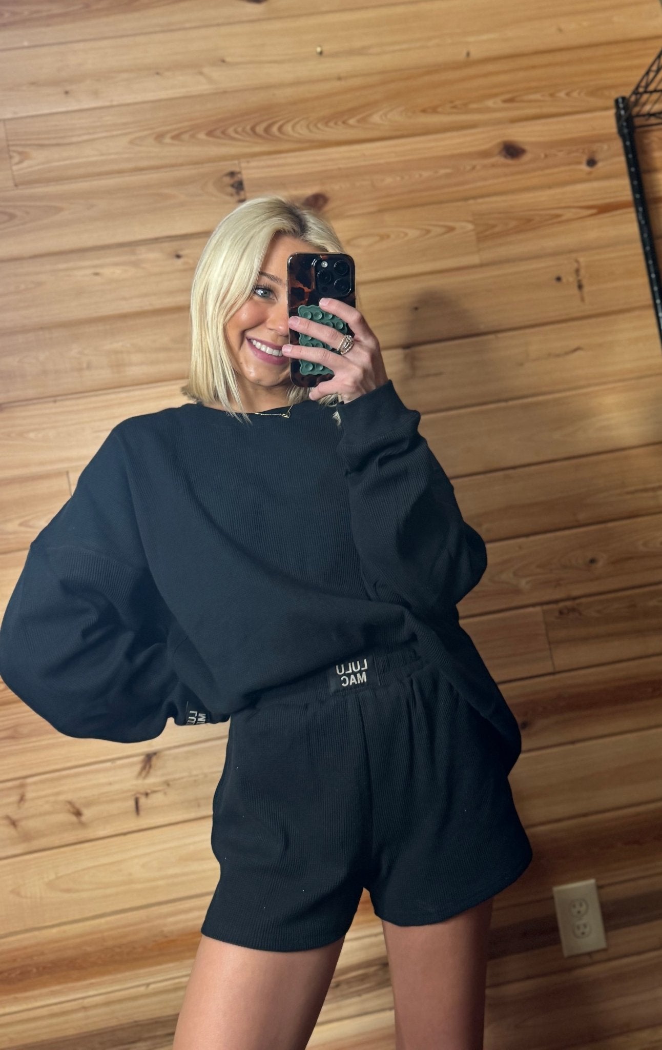 Black Waffle Shorts - Liv & Mama’s