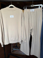 Tan Mock Neck Sweatpants - Lulu Mac - Liv & Mama’s