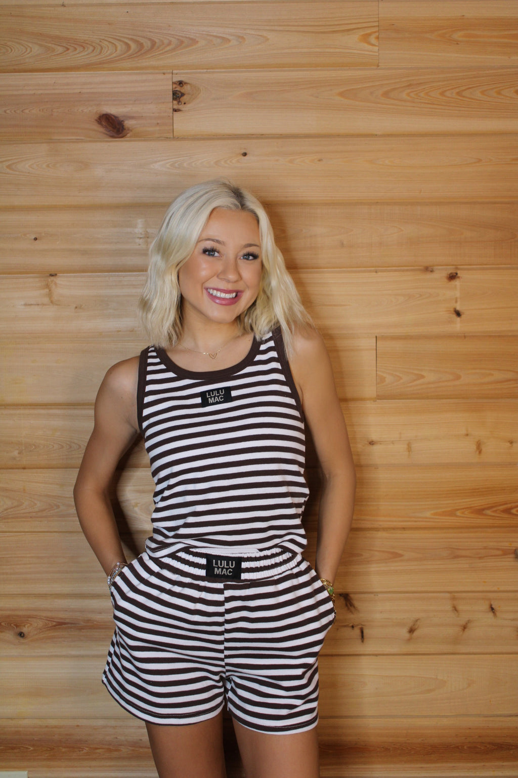 Brown Stripe Lulu Mac Shorts - Liv & Mama’s