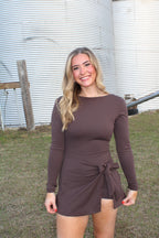 Chocolate Long Sleeve Wrap Dress - Liv & Mama’s