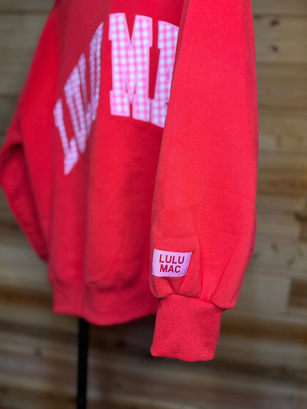 Red w/ Pink Gingham Lulu Mac Sweatshirt - Liv & Mama’s