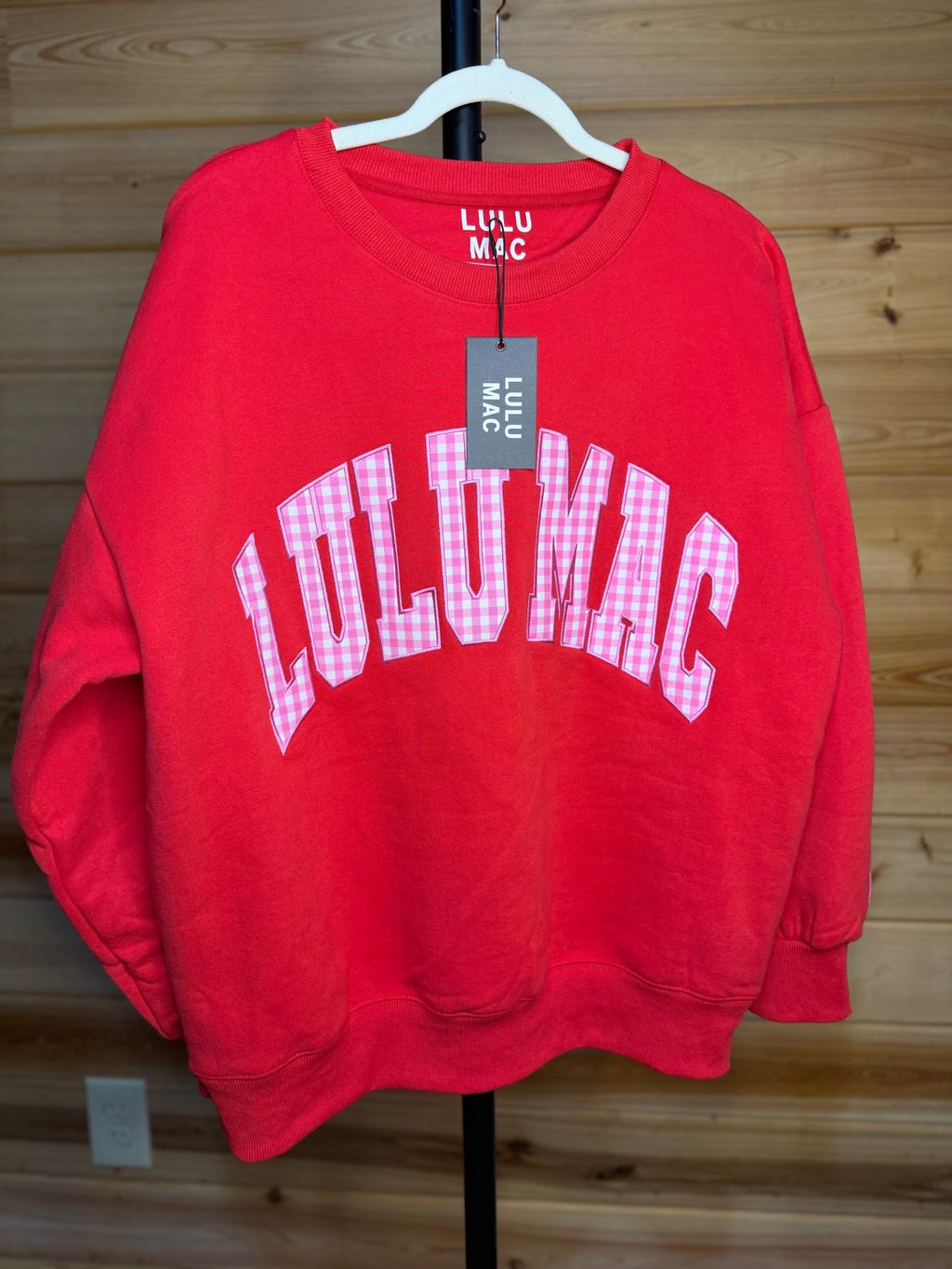 Red w/ Pink Gingham Lulu Mac Sweatshirt - Liv & Mama’s