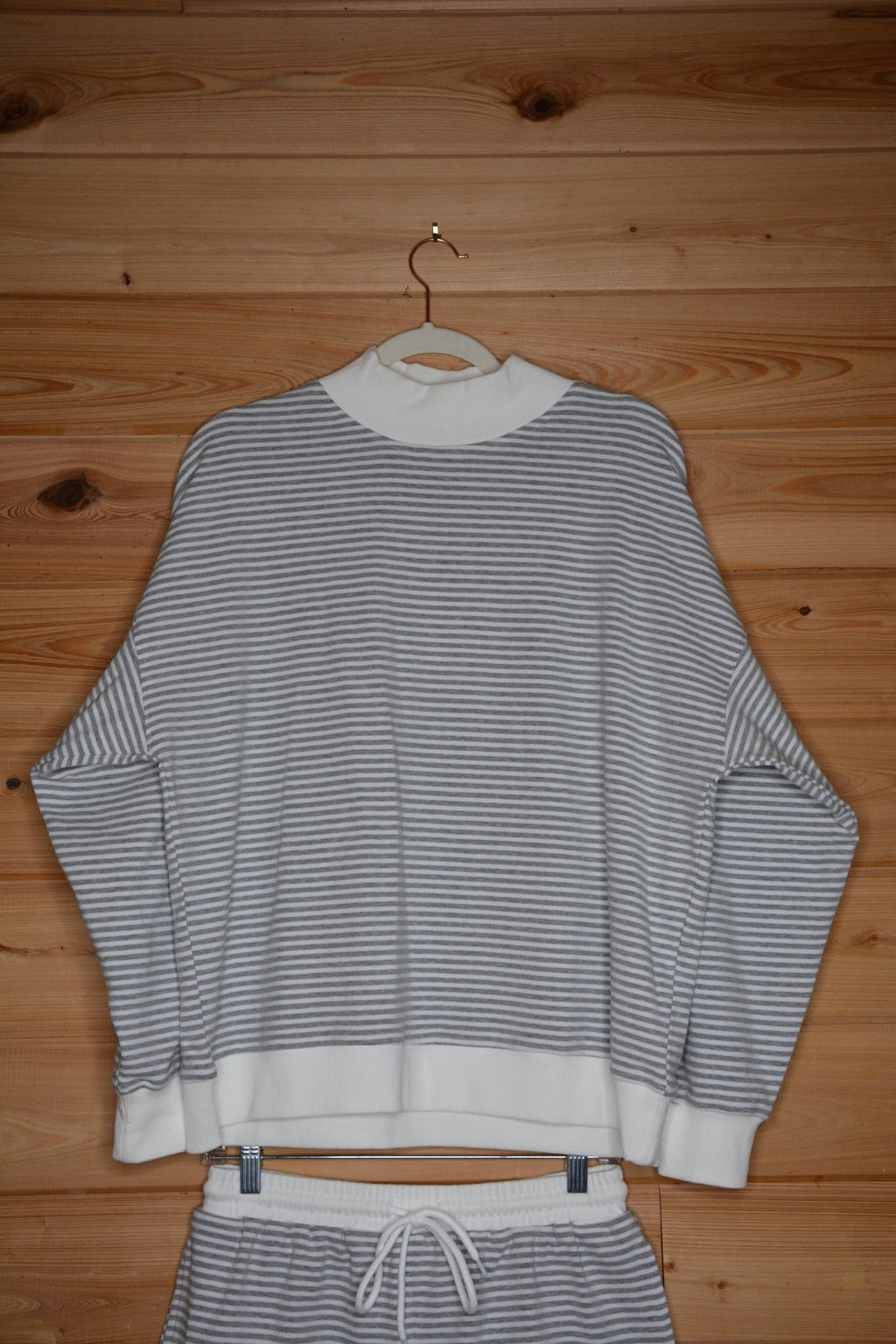 Mock Neck Striped Sweatshirt - Liv & Mama’s