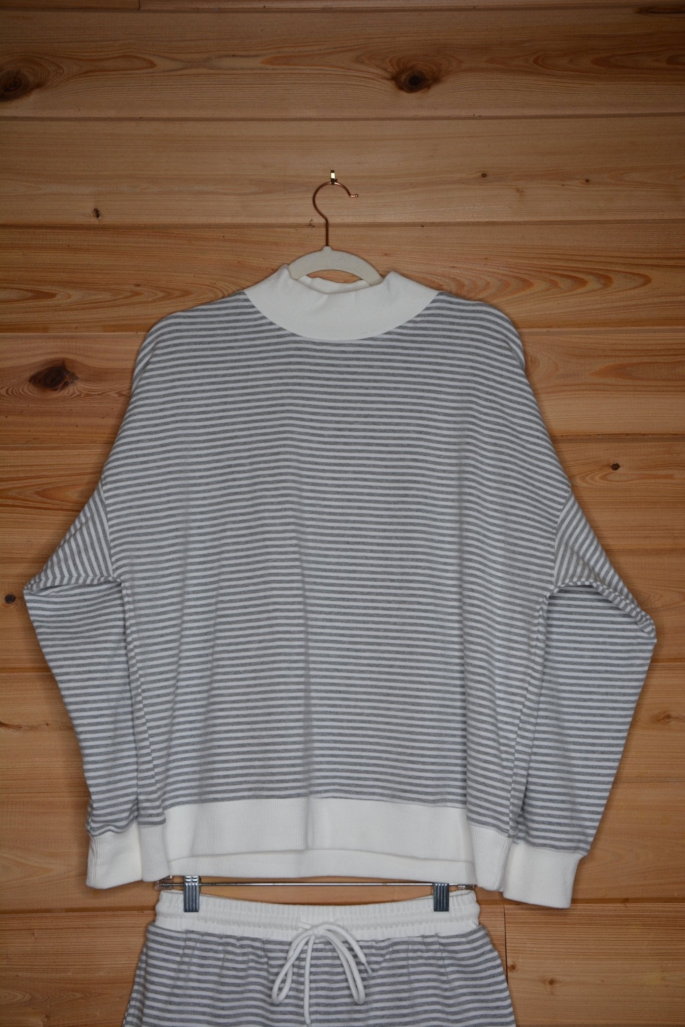 Mock Neck Striped Sweatshirt - Liv & Mama’s