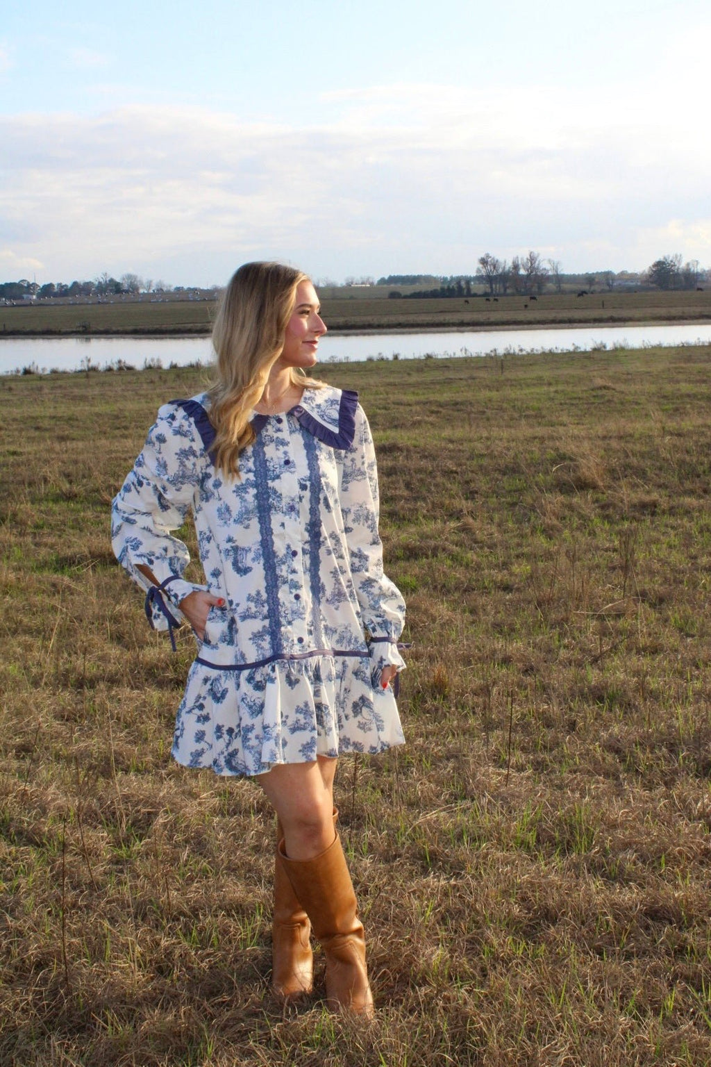 Navy Toile Dress - Liv & Mama’s