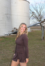 Chocolate Long Sleeve Wrap Dress - Liv & Mama’s