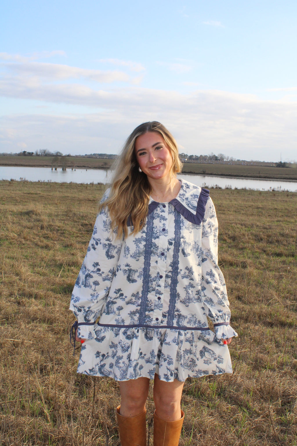 Navy Toile Dress - Liv & Mama’s