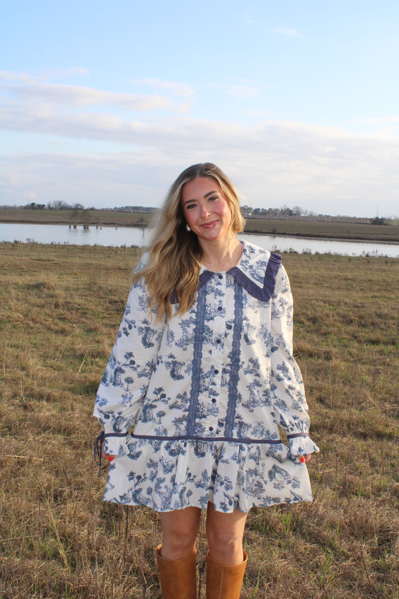 Navy Toile Dress - Liv & Mama’s