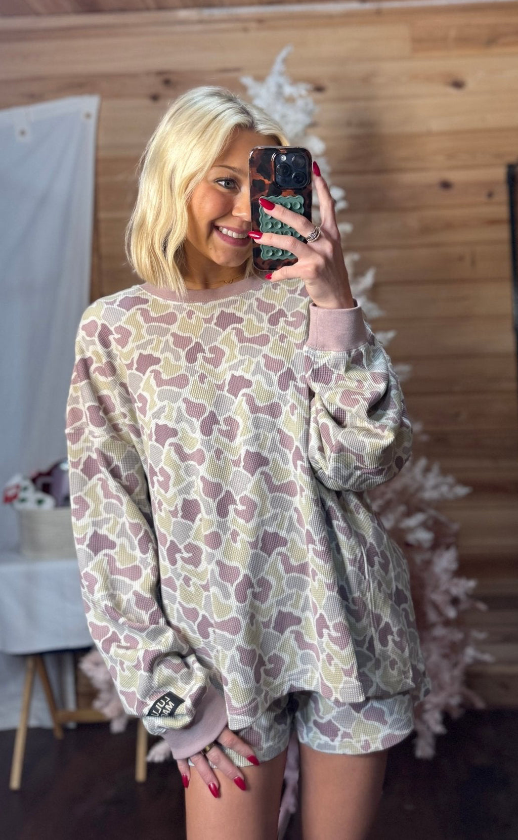 Camo Waffle Long Sleeve Top | LULU MAC - Liv & Mama’s