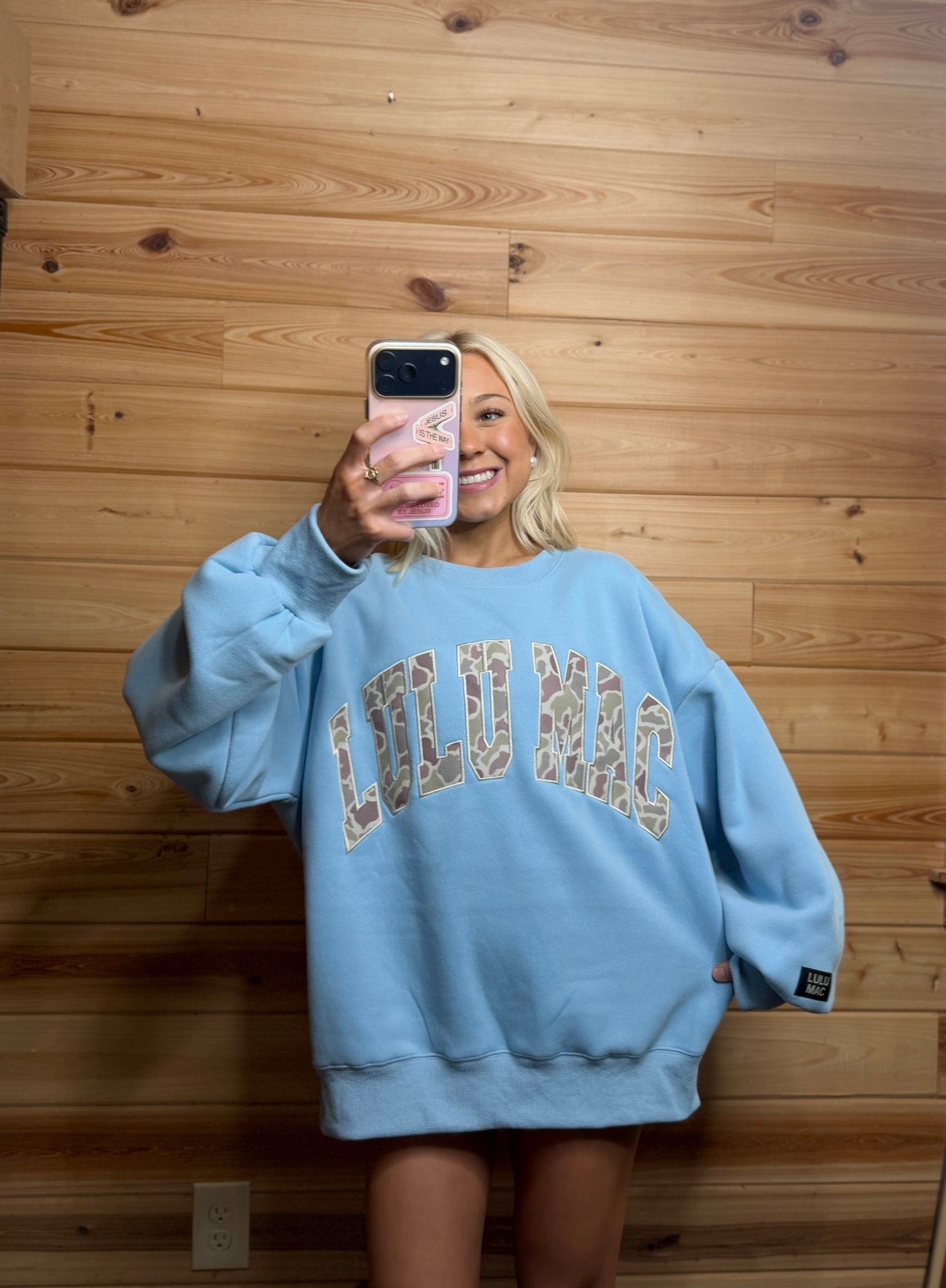 Light Blue Camo Lulu Mac Sweatshirt - Liv & Mama’s