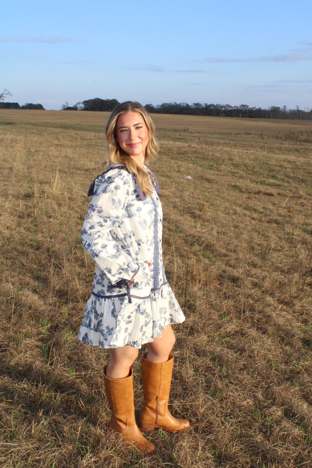 Navy Toile Dress - Liv & Mama’s