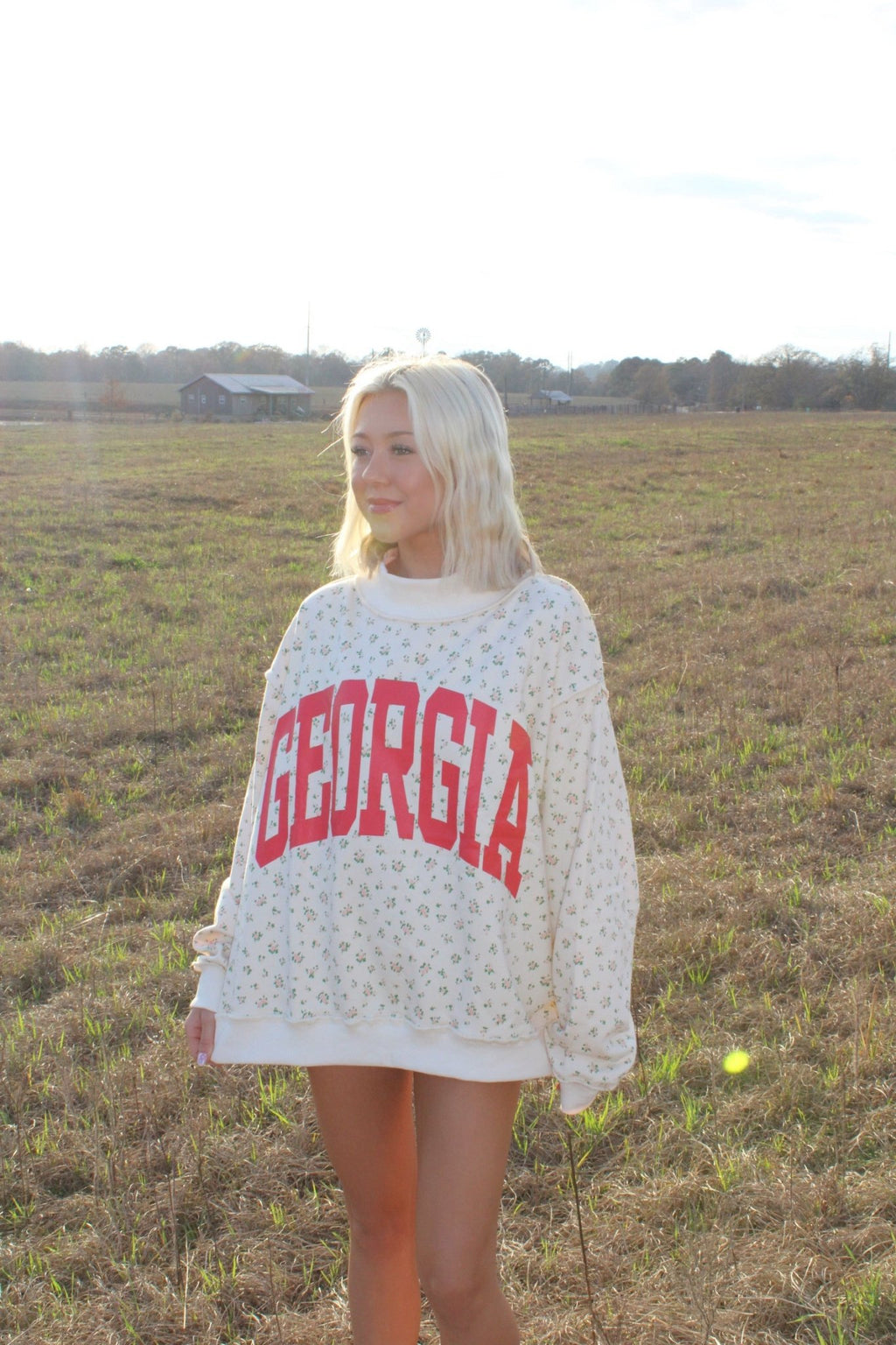 FLORAL GEORGIA MOCK NECK CREW - REVERSIBLE - Liv & Mama’s