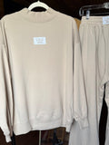 Tan Mock Neck Sweatshirt - Lulu Mac - Liv & Mama’s