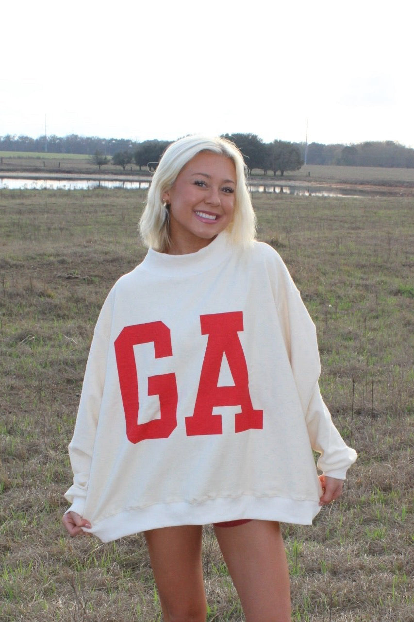 FLORAL GEORGIA MOCK NECK CREW - REVERSIBLE - Liv & Mama’s