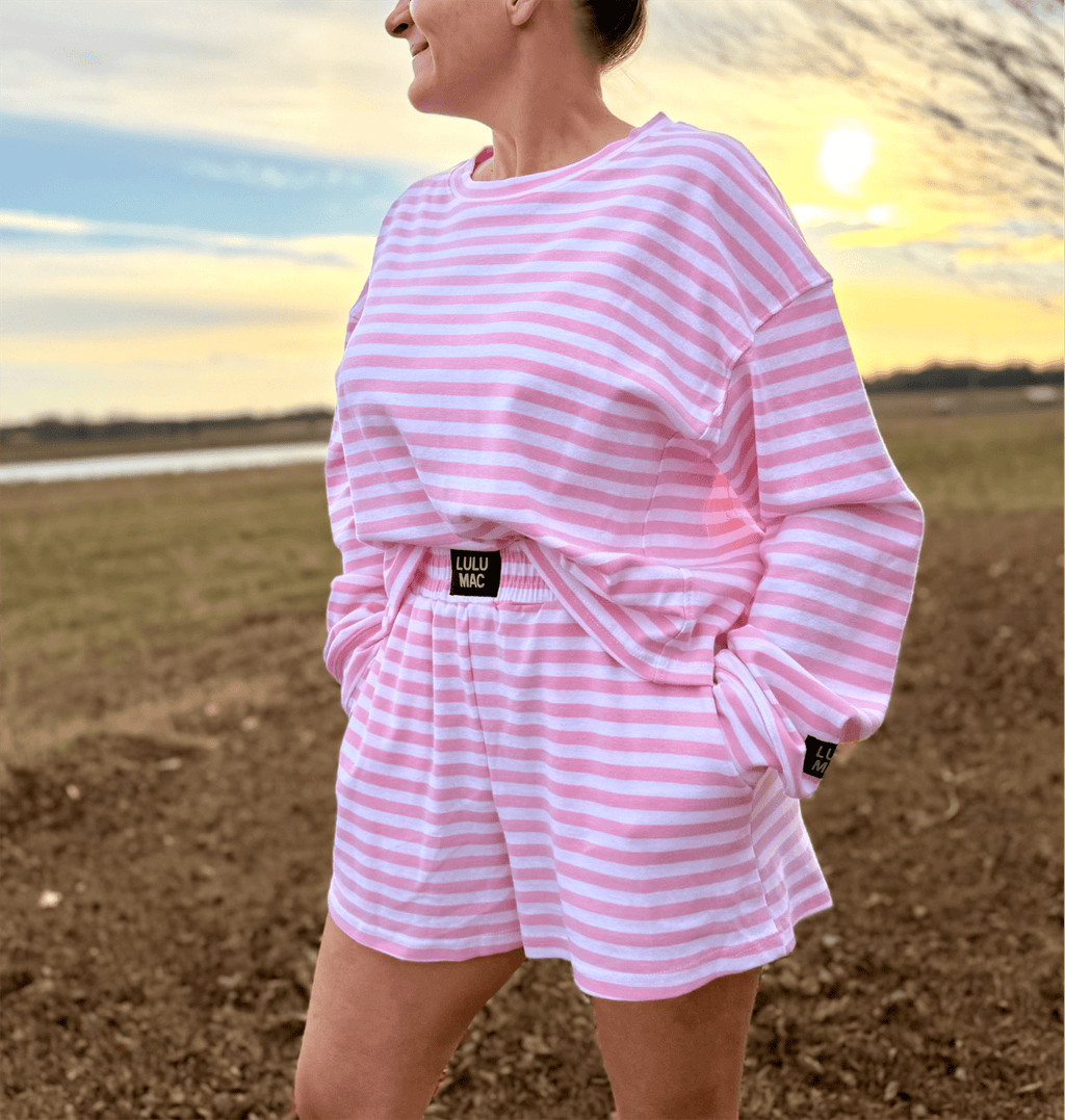 Light Pink Stripe Shorts | LULU MAC - Liv & Mama’s