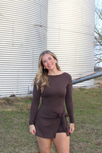 Chocolate Long Sleeve Wrap Dress - Liv & Mama’s
